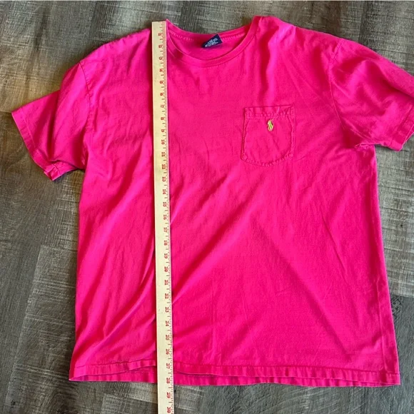 Polo Ralph Lauren T-Shrit Men’s Large Hot Pink with Green Pony 100% Cotton - Picture 4 of 10